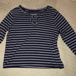 Blue and white striped long sleeve